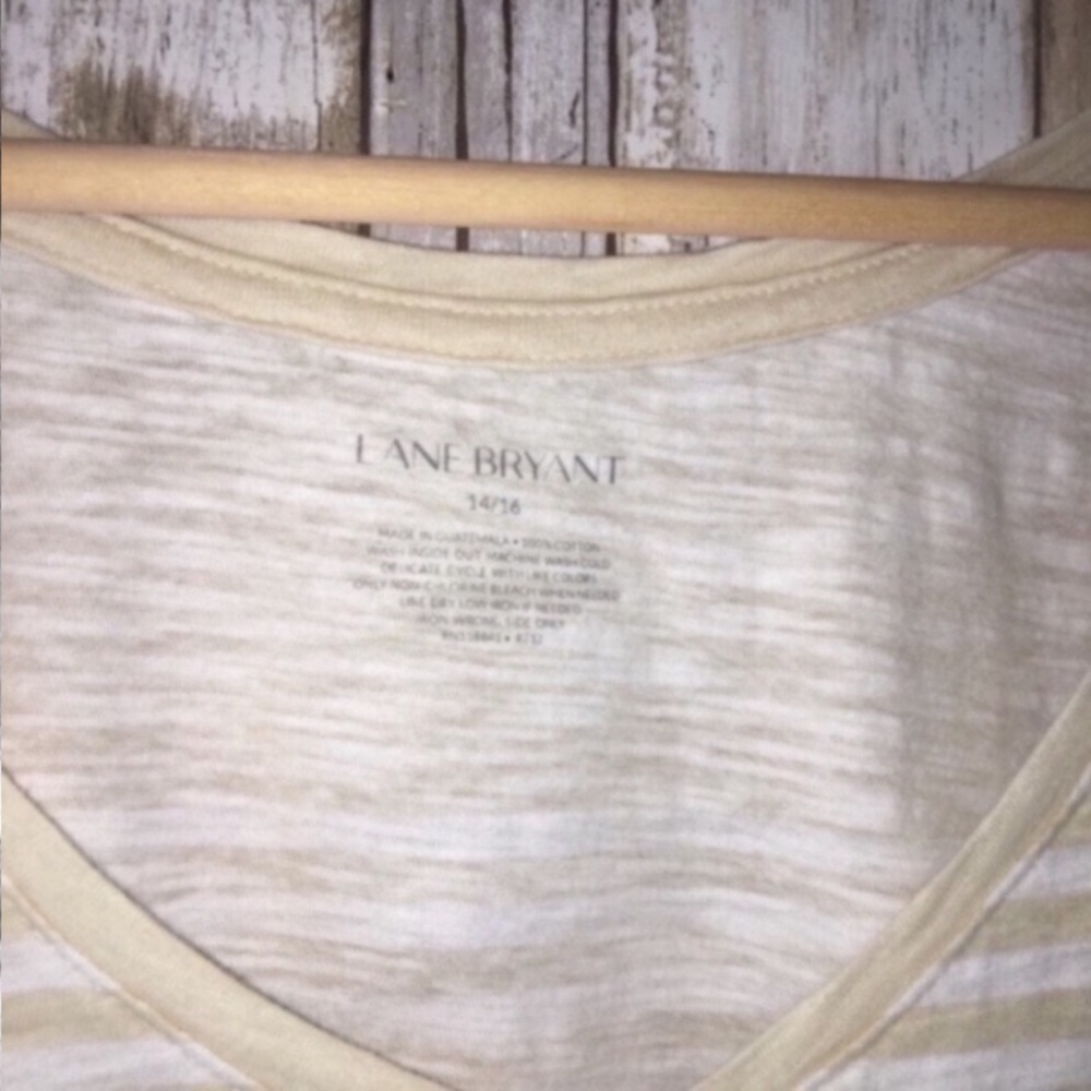 Lane Bryant Beige Striped Tee - Picture 3 of 4